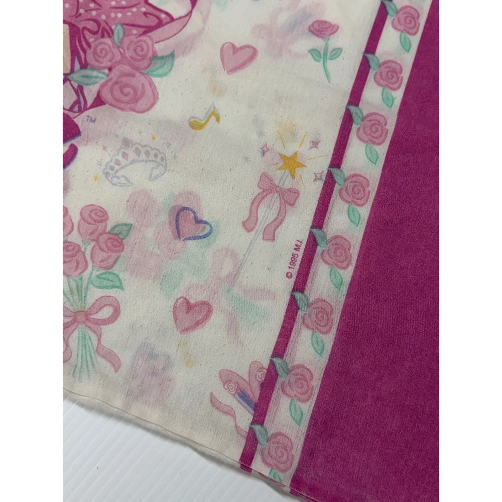 VTG Barbie Pillowcase Pink Floral Princess Hearts 1995 Mattel Bedding Standard